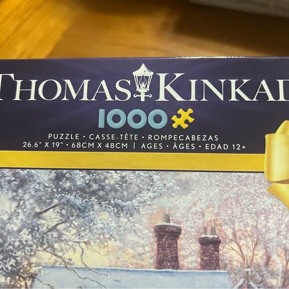 Thomas Kinkade 1000 Piece Jigsaw Puzzle Christmas at Gingerbread Cottage Winter - Picture 3 of 5